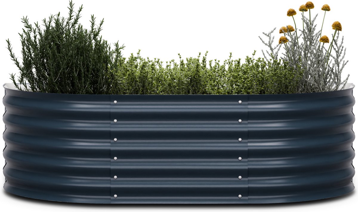 Blumfeldt High Grow Extended verhoogd bed - Ergonomisch verhoogd bed van 300 liter gemaakt van roestvrij galvalume staal, 150 x 60 x 43 cm, antraciet - Rugvriendelijk en weerbestendig voor tuinieren, het kweken van kruiden en groenten