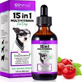 15 IN 1 MULTIVITAMINE - voedingssupplement voor honden - helpt het immuun systeem voor meer weerstand - voor een gezonde huid en glanzende vacht - verbetert hartfunctie - voor sterkere botten en soepele gewrichten - 60 ml