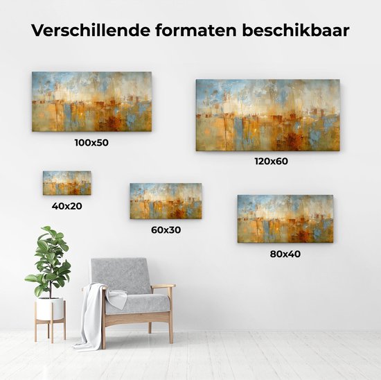 Artaza Peinture sur toile oeuvre abstraite d'une ville - 100x50 - Décoration murale - Photo sur toile - Impression sur toile
