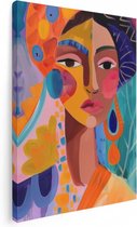 Artaza Peinture sur toile représentant une femme dans un turban coloré – 60 x 80 – Décoration murale – Photo sur toile – Impression sur toile