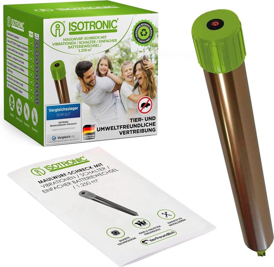 Vibrasonic Mole Repeller avec moteur vibrant alimenté par batterie - Système répulsif efficace pour les taupes, les serpents et les campagnols
