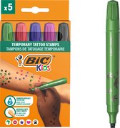 BIC Kids - Tijdelijke Tattoo stempels - Veilig voor de huid - diverse kleuren en vormen - set van 5 stempels