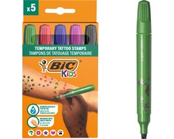 foto van BIC Kids - Tijdelijke Tattoo stempels - Veilig voor de huid - diverse kleuren en vormen - set van 5 stempels