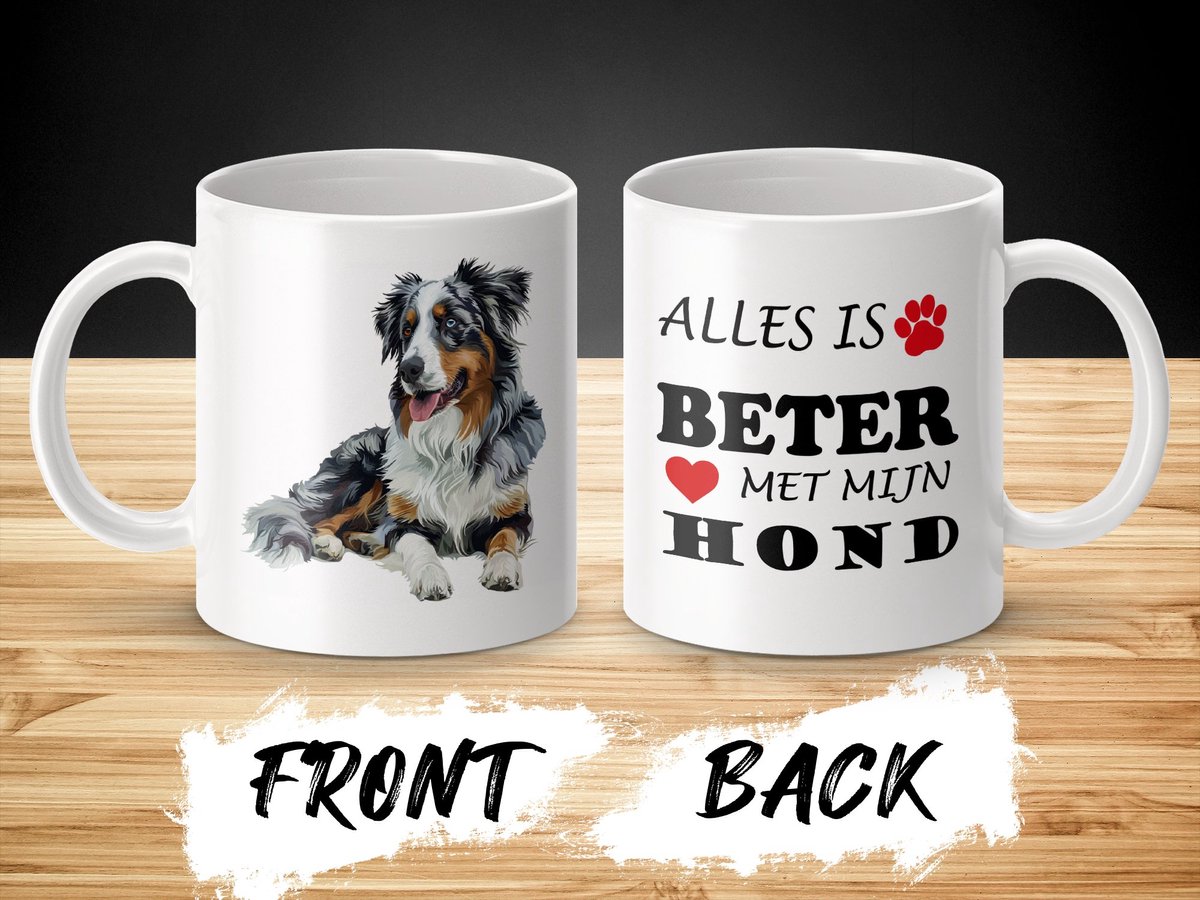 Mok Australian Shepherd Alles is beter met mijn hond - dog - doglover