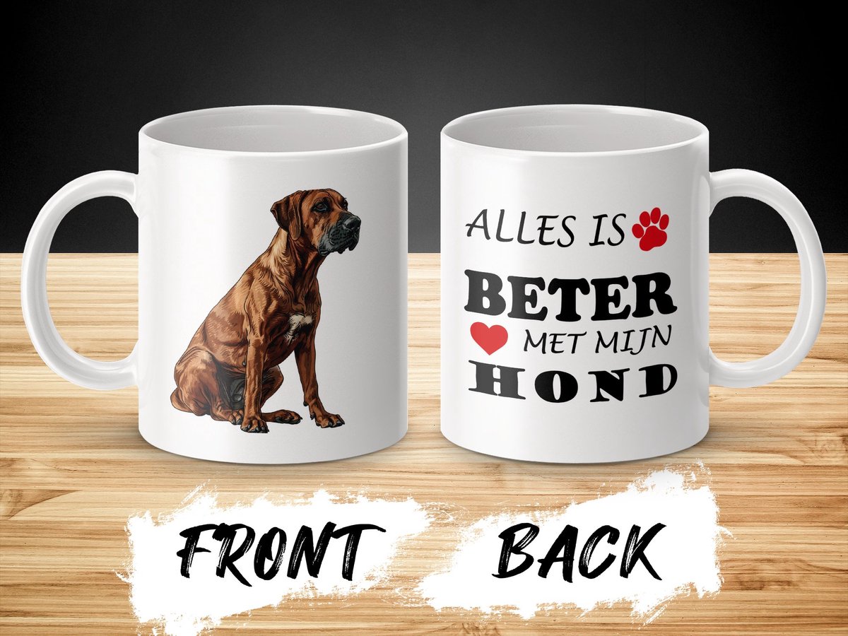 Mok Rhodesian Ridgeback Alles is beter met mijn hond - dog - doglover