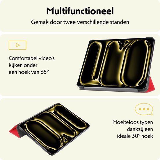 Étui pour iPad Pro 2024 (11 pouces) Étui de Luxe Book Case - Étui pour iPad Pro 2024 11 pouces (7e génération) Étui de protection - Rouge