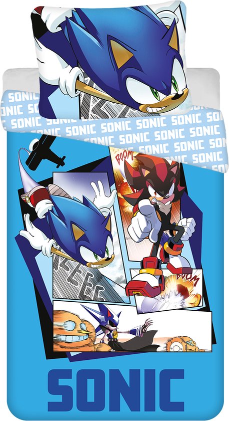 Foto: Sonic dekbedovertrek cartoon eenpersoons 140 x 200 cm katoen