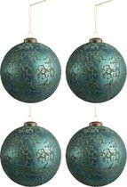 J-Line boule de Noël Antique - verre - azur - large - boîte de 4