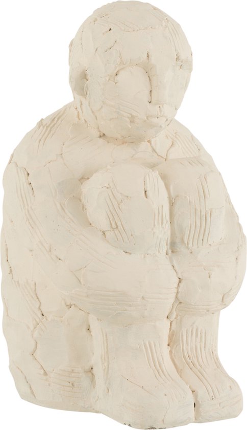 J-Line decoratie Figuur Zittend - cement - wit - large