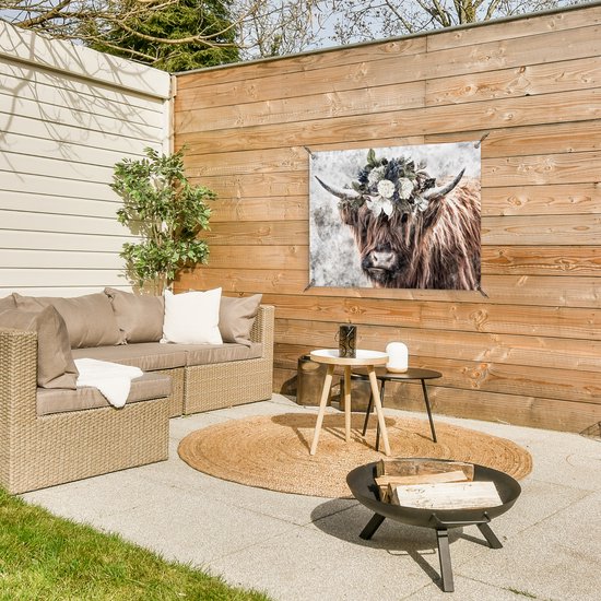 Tableau de jardin Highlander écossais - Fumée - Flora - 80x60 cm - Affiche de jardin