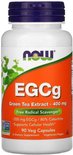 Witte fles met blauw deksel. Label: 'EGCg Green Tea Extract - 400 mg', met groene blaadjes.