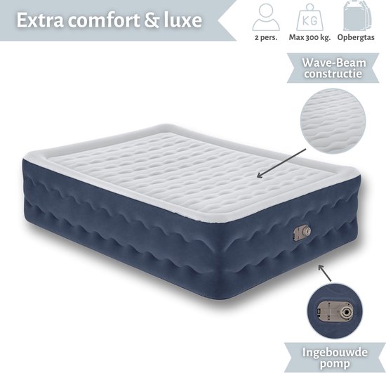 Bestway luchtbed - 2-Persoons - 152 x 203 x 51 cm - Blauw - Inclusief pomp - Reparatieset van Bestway — afbeelding 5