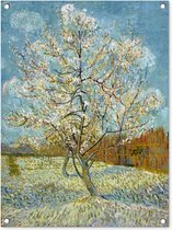 Tuinschilderij Bloeiende perzikboom - Vincent van Gogh - 60x80 cm - Tuinposter - Tuindoek - Buitenposter
