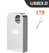Mini Flash Drive 3.0 1 To - Drive USB haute vitesse - Transfert de données mémoire - Étanche - Clé USB en métal - Argent