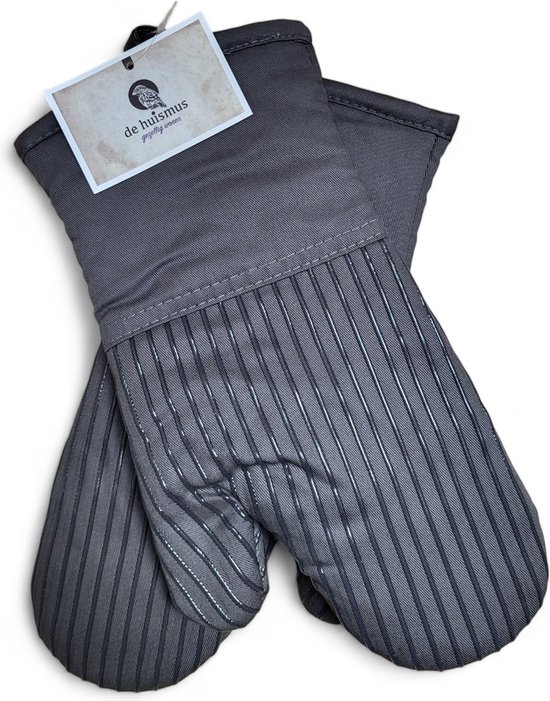 Big Red House Ovenwanten 2 stuks Grijs - Ovenhandschoenen met hittebestendige siliconen voor extra veilige grip tot 250°C (set van 2)