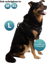 Hondentuigje Large – Hondenharnas - Anti Trek Tuig Hond – Y Tuig – Reflecterend – Zwart – maat L