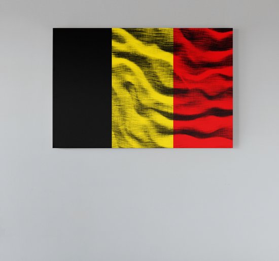 Canvas Schilderij - Belgische Vlag Wanddecoratie - 120x80 cm