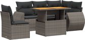 vidaXL - 6-delige - Loungeset - met - kussens - poly - rattan - grijs