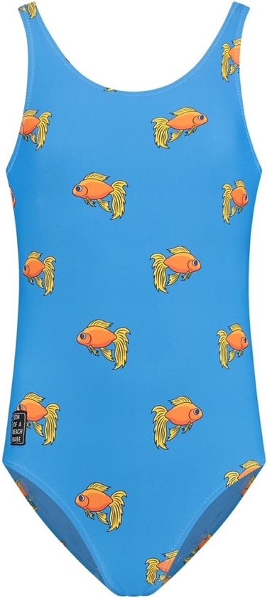Son of a Beach - Goldfish Meisjes Badpak - maat 98-104 - Blauw/Oranje