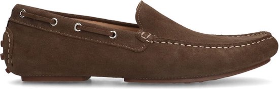 Manfield - Heren - Taupe suède loafers - Maat 42