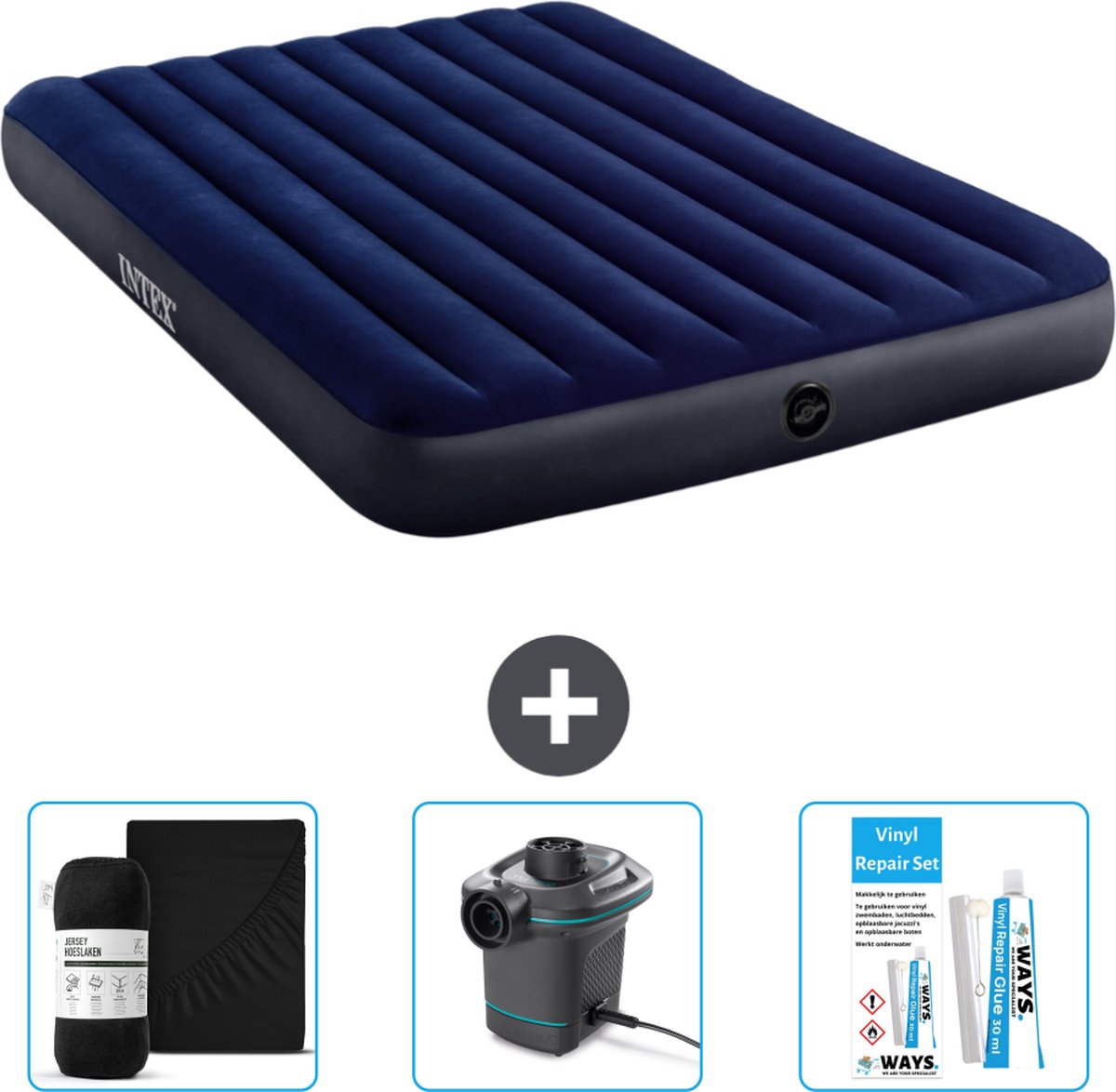 Intex Luchtbed - 2-Persoons - 152 x 203 x 25 cm cm - Blauw - Inclusief Accessoires CB8