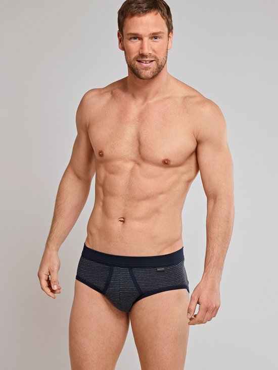 Slip de sport SCHIESSER Original Classics (lot de 2) - Feinripp avec braguette - rayé bleu foncé - Taille: XXL