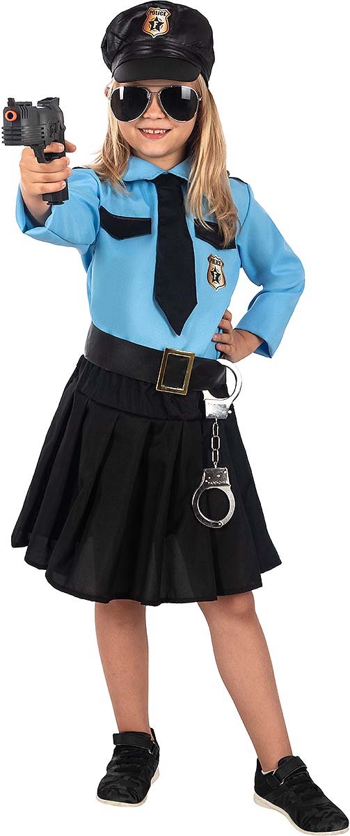 FUNIDELIA Blauw Politieagent Kostuum voor meisjes - Maat: 122 - 134 cm