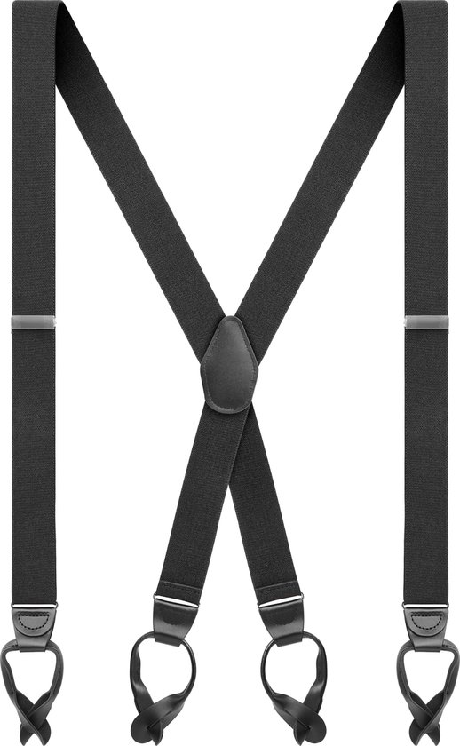 Vexel | Brede Zwarte X-vormige Bretels met Knoopsluitingen