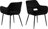 Chaise de salle à manger Velours Zwart - Poids portant 110kg - 60x56x79cm