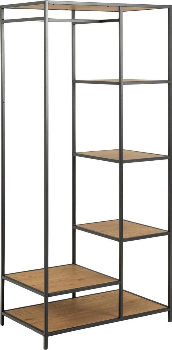 Giga Living Kledingkast Bronx Metal Zwart/Naturel - Giga Living