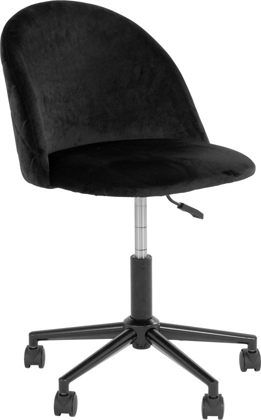 Chaise de bureau Geneve velours noir, noir.