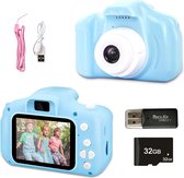 Compactcamera met 32GB geheugenkaart - Kindercamera - Digitale camera voor kinderen - Videocamera kinderen - met oplaadkabel - blauw