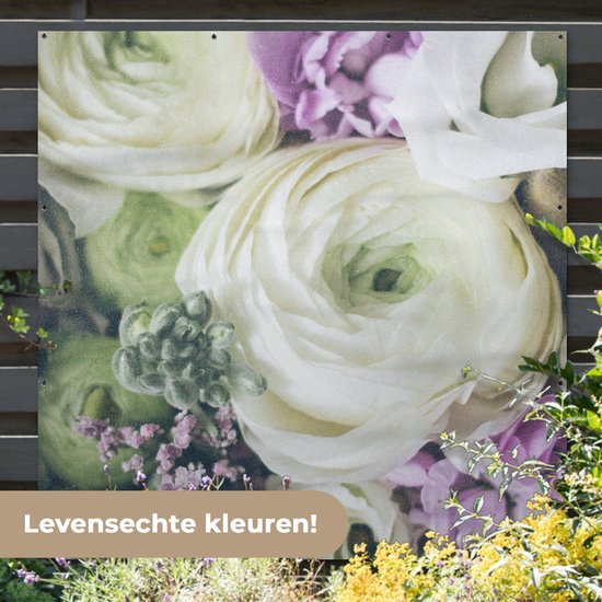 Poster Jardin Fleurs - Roses - Nature - 200x200 cm - Toile jardin - Poster extérieur
