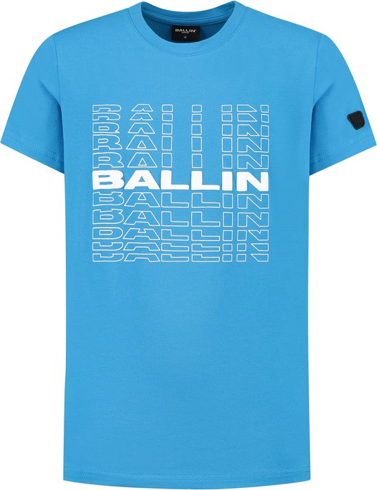 Ballin Amsterdam - Jongens Slim fit T-shirts Crewneck SS - Blue - Maat 8