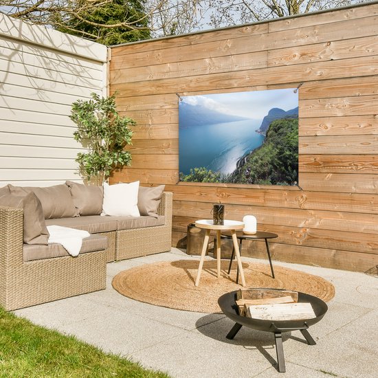 Photo aérienne des rives du lac de Garde affiche de jardin 90x60 cm - Toile de jardin / Toile d'extérieur / Peintures d'extérieur (décoration de jardin)