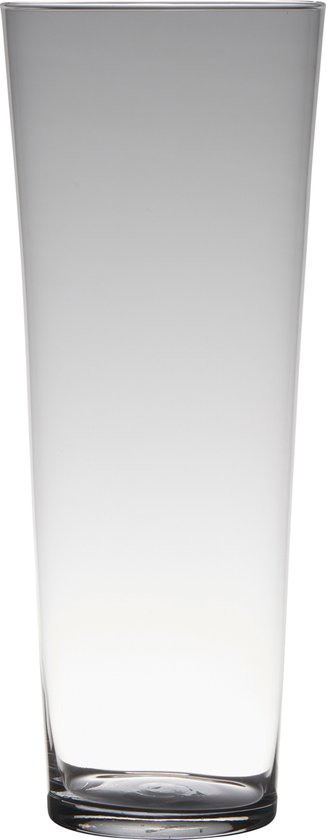 Transparante home-basics conische vaas/vazen van glas 40 x 16.5 cm - Bloemen/takken/boeketten vaas voor binnen gebruik