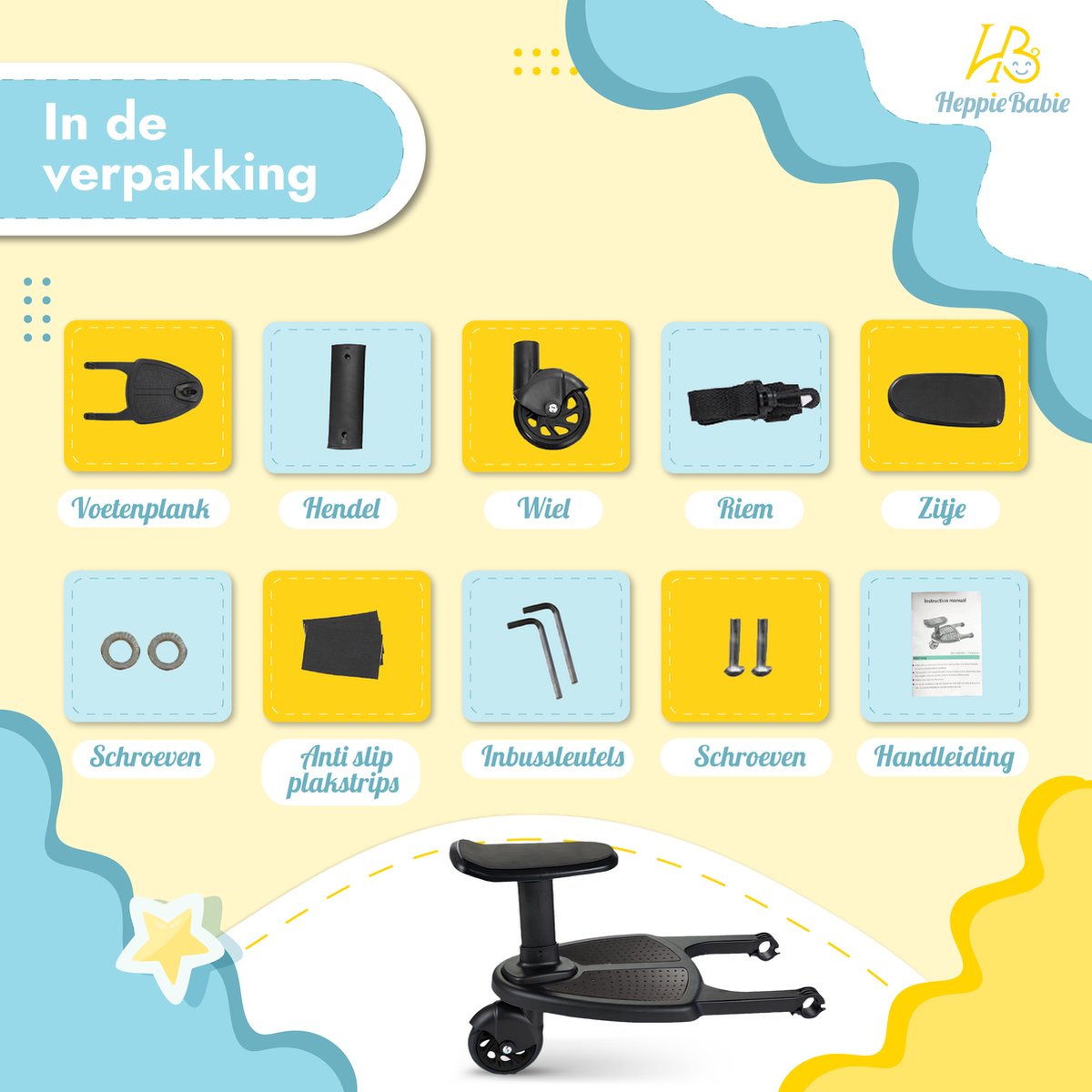 Kiddy Board für Buggy Board Trittbrett Kinderwagen Rollbrett
