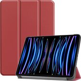 Case2go - Tablet hoes geschikt voor Apple iPad Pro 11 (2024) - Tri-fold hoes - Auto/Wake functie - Donker Rood