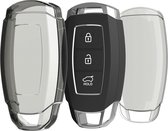 kwmobile autosleutel hoesje geschikt voor Hyundai 3-knops autosleutel Keyless Go - Autosleutel behuizing van TPU - Transparant in zwart / transparant