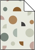 Echantillon ESTAhome papier peint motif graphique beige clair, vieux rose et vert menthe - 139277 - 26,5 x 21 cm