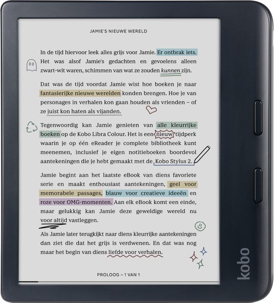 Kobo Libra Colour – E-reader – 7 inch kleurenscherm – 32GB – Luisterboeken – Zwart