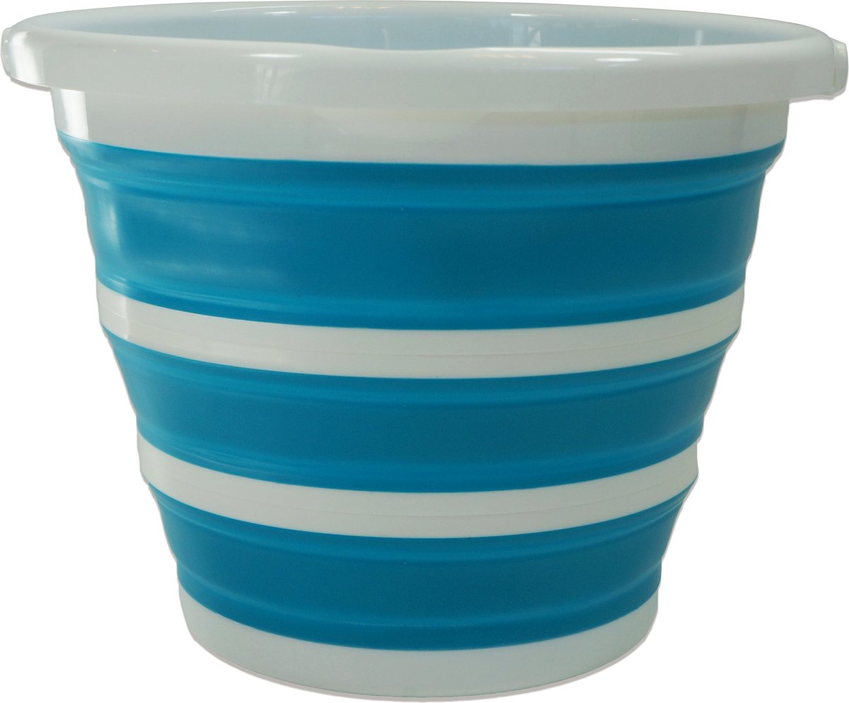 Aqua Laser opvouwbare emmer | emmer van 10 liter opvouwbaar | wit met blauw of wit met groen