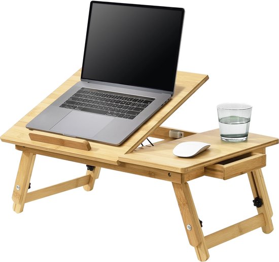 In And OutdoorMatch Bamboe Laptoptafel Adrienne - Bedtafel - Tot 55x35x20-28 cm - Standaard Verhoger - Minimalistisch Design