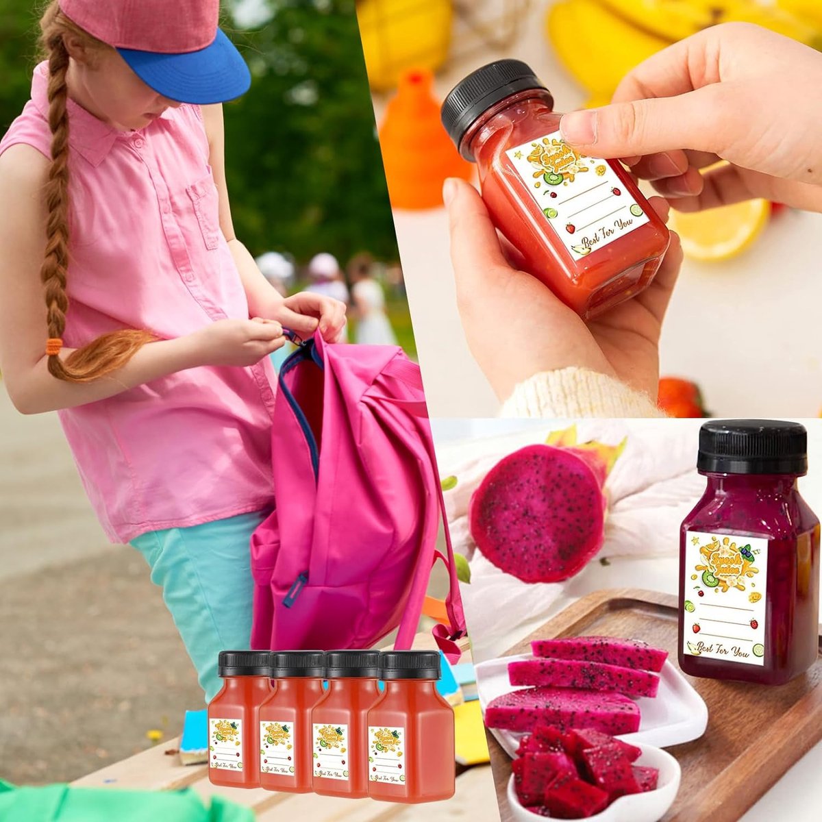 Allecto Plus - Pack Van 12 Kleine Plastic Flesjes Voor Het Vullen Van 100 Ml Kleine Likeurflesjes Herbruikbare Lege Drankflesjes Plastic Mini Flesjes Met Stickers Voor Bruiloften En Feestjes