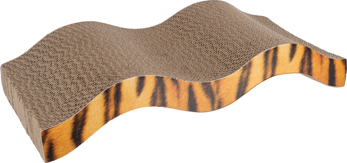 Flamingo Krabkarton "Mawimbi" – Bruin/Rosé/Zwart – 40,5 x 20 x 7,5 cm – Compact en Stijlvol Krabspeelgoed voor Katten