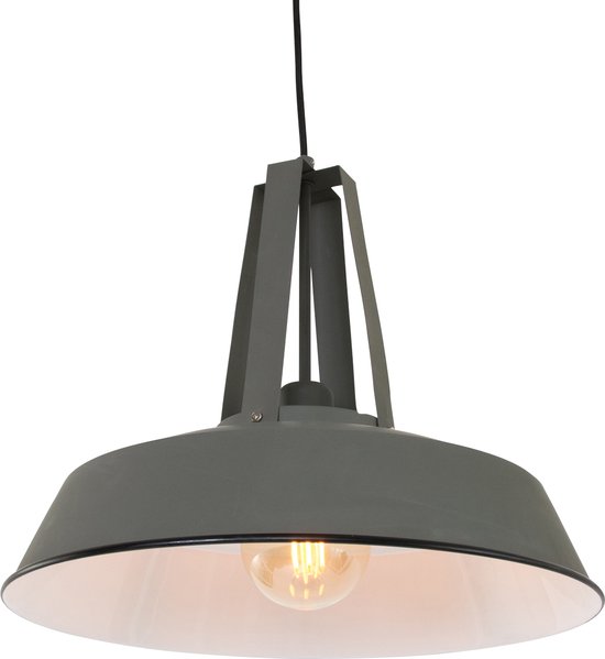 Industriële hanglamp Eden | 1 lichts | grijs | metaal | Ø 42 cm | in hoogte verstelbaar tot 200 cm | eetkamer / woonkamer / slaapkamer lamp | modern / industrieel design