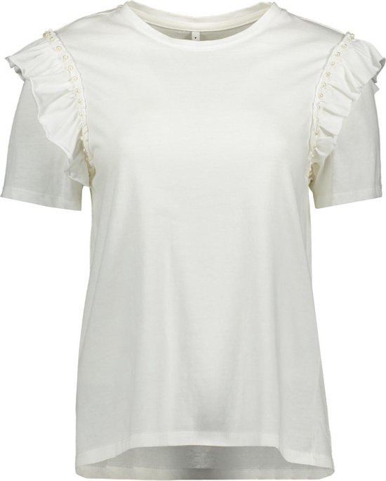 Only T-shirt Onllucy S/s Pearl Top Cs Jrs 15337704 Cloud Dancer/pearl Dames Maat - XS