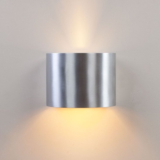 Ronde witte muurlamp met verstelbare lichtbundel | 1 lichts | grijs / staal | aluminium / metaal | Ø 13 cm | wandlamp / muurlamp | modern design