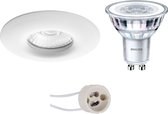 LED Spot Set - Proma Luno Pro - Waterdicht IP65 - GU10 Fitting - Inbouw Rond - Mat Wit - Ø82mm - Philips - CorePro 840 36D - 3.5W - Natuurlijk Wit 4000K