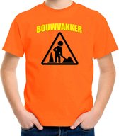 Bouwvakker met werkzaamheden icoon verkleed t-shirt oranje voor kinderen - Bouwvakkers carnaval / feest shirt kleding / kostuum 158/164